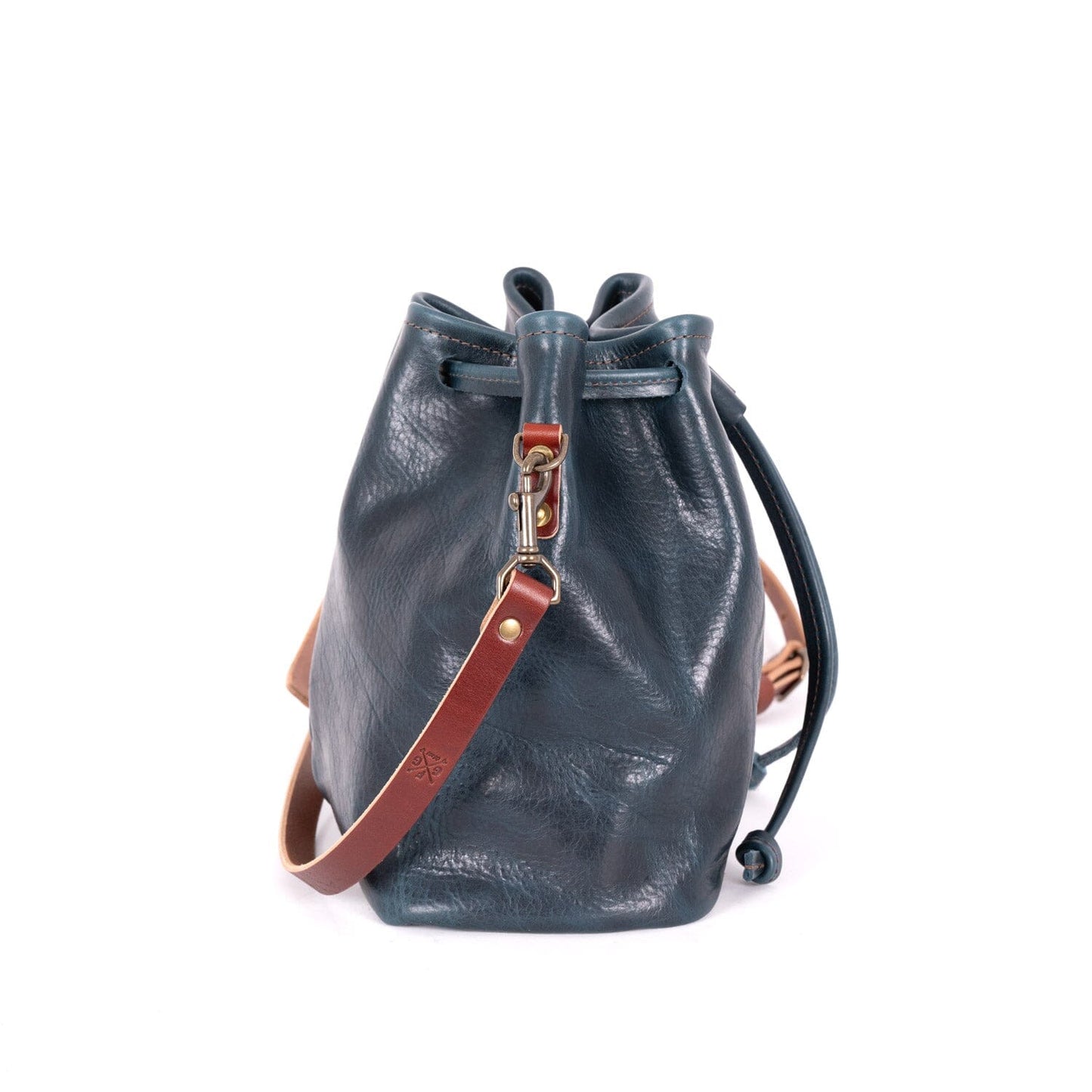 ABBY LEATHER BUCKET BAG - INDIGO BISON