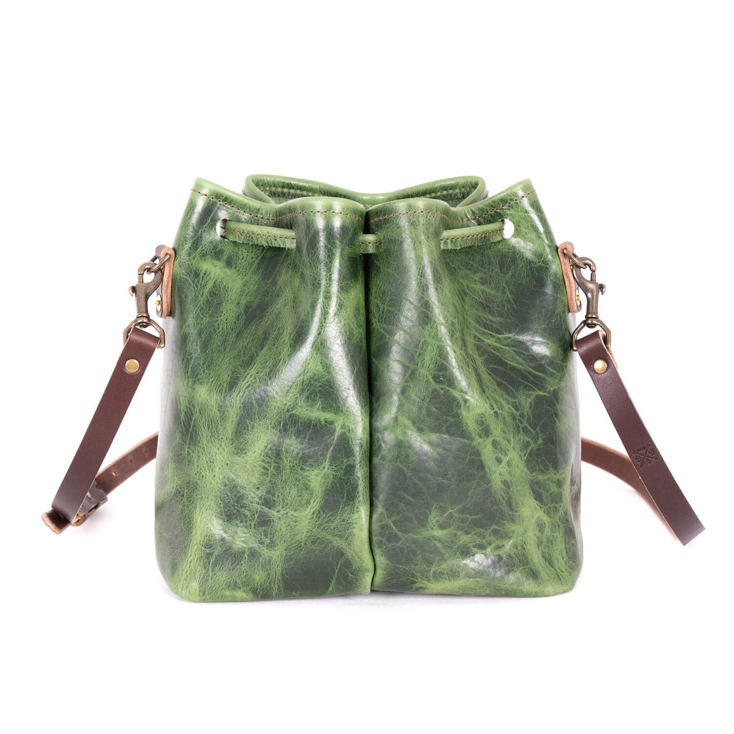 ABBY LEATHER BUCKET BAG - JADE BISON