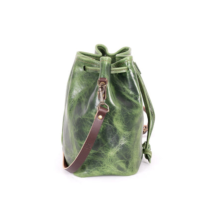 ABBY LEATHER BUCKET BAG - JADE BISON