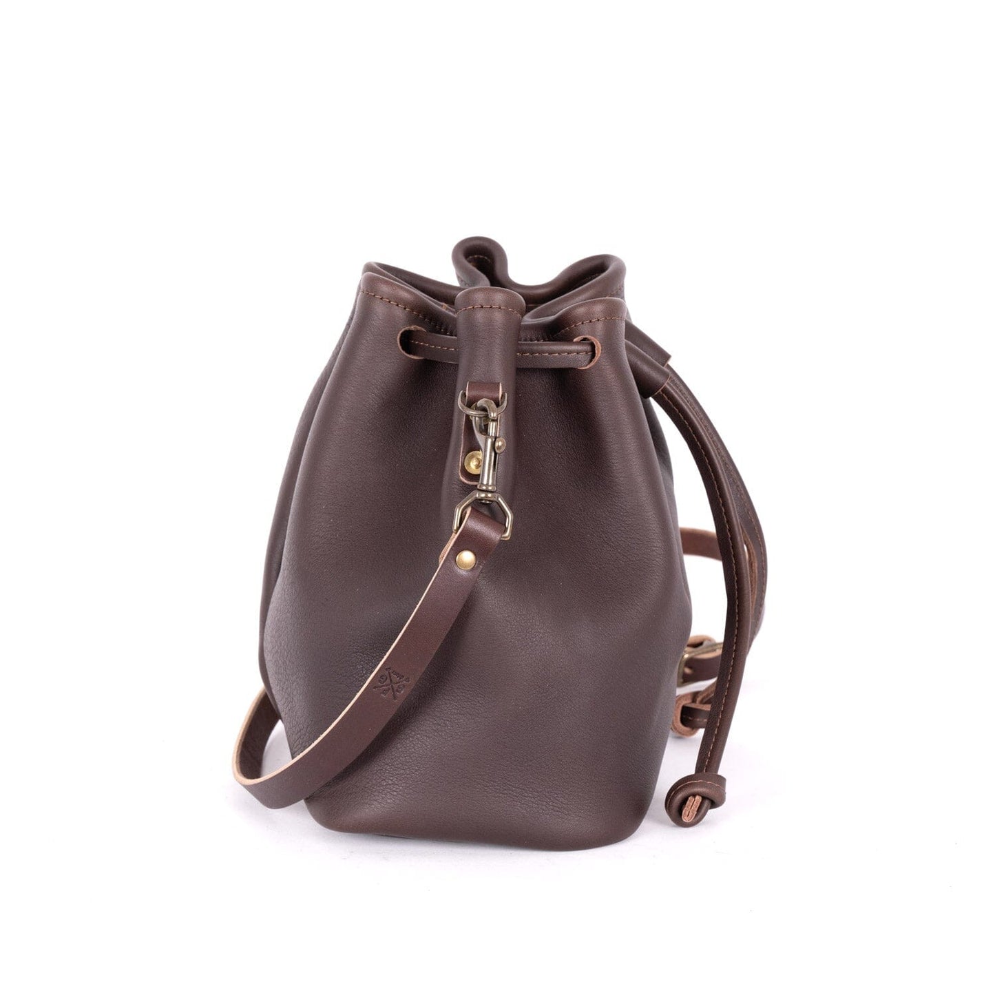 ABBY LEATHER BUCKET BAG - MOCHA