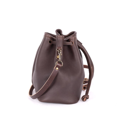 ABBY LEATHER BUCKET BAG - MOCHA