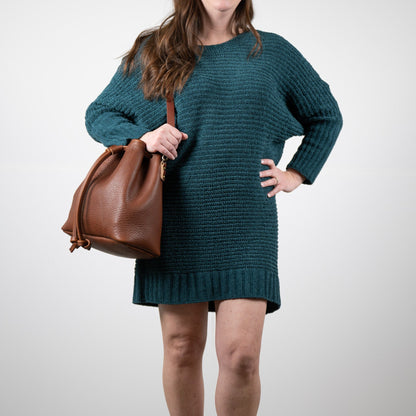 ABBY LEATHER BUCKET BAG - SADDLE