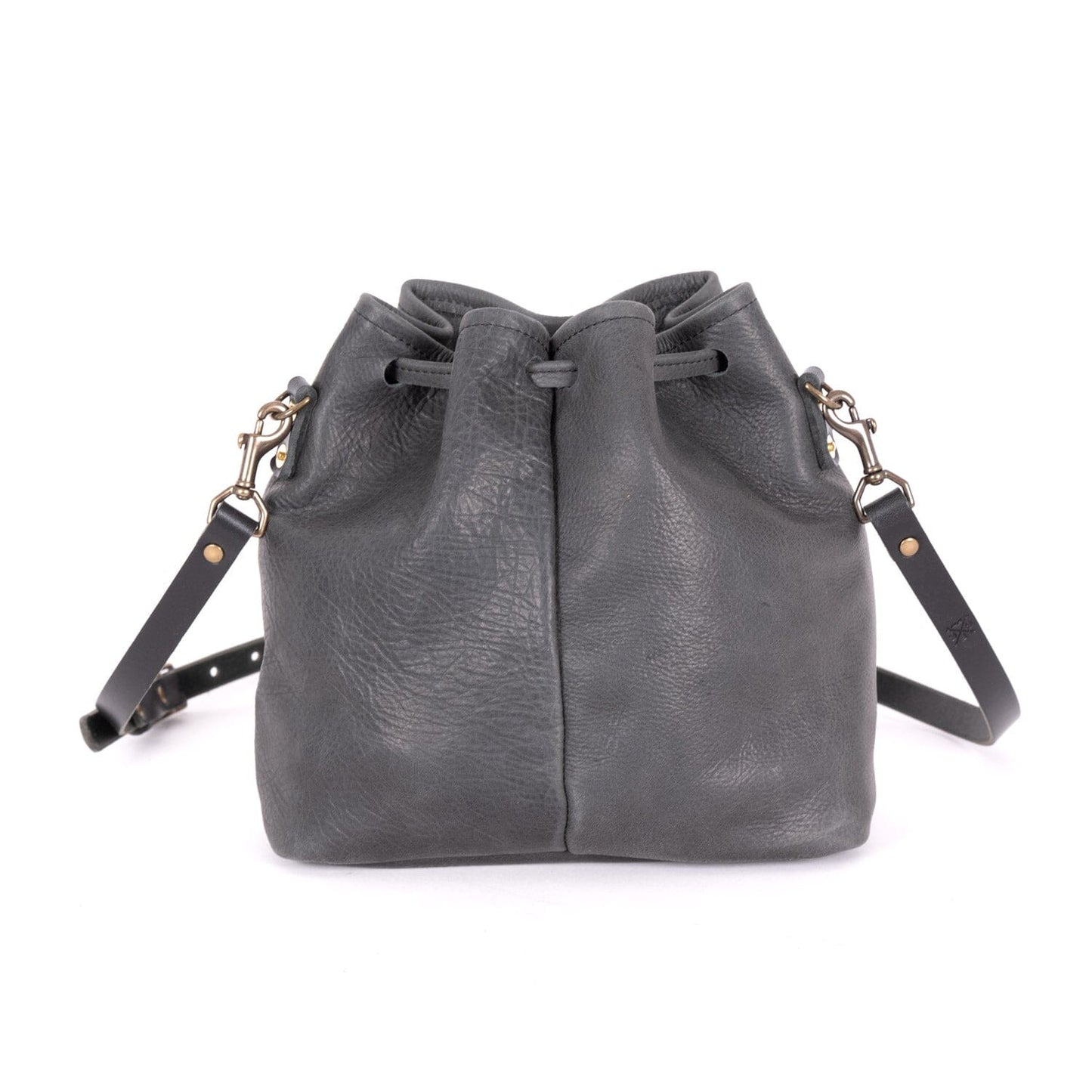 ABBY LEATHER BUCKET BAG - RAVEN