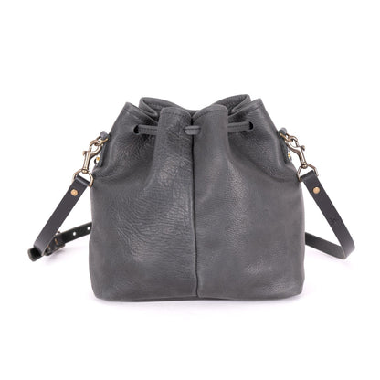 ABBY LEATHER BUCKET BAG - RAVEN