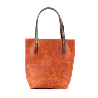 AVERY LEATHER TOTE BAG - SLIM LARGE - TANGERINE BISON