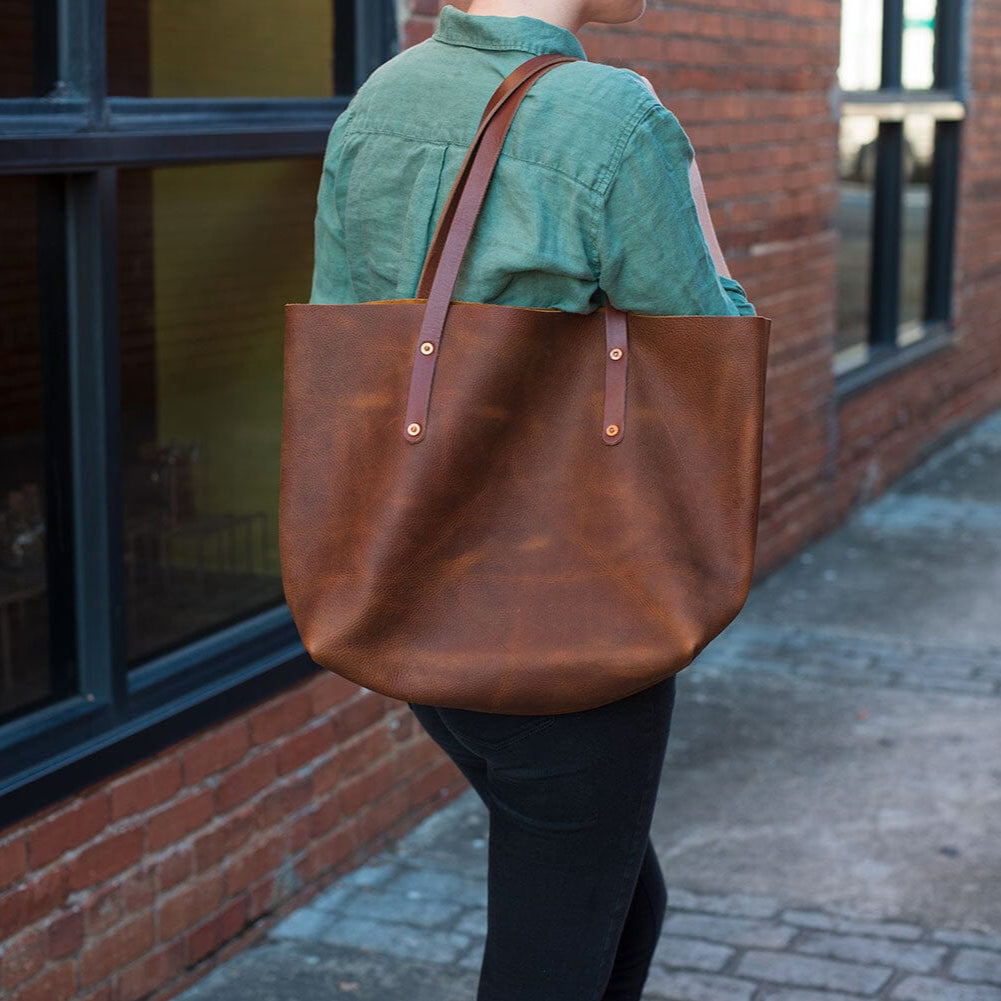 AVERY LEATHER TOTE BAG - LARGE - HONEY