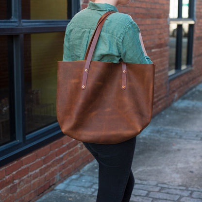 AVERY LEATHER TOTE BAG - LARGE - WHISKY BISON