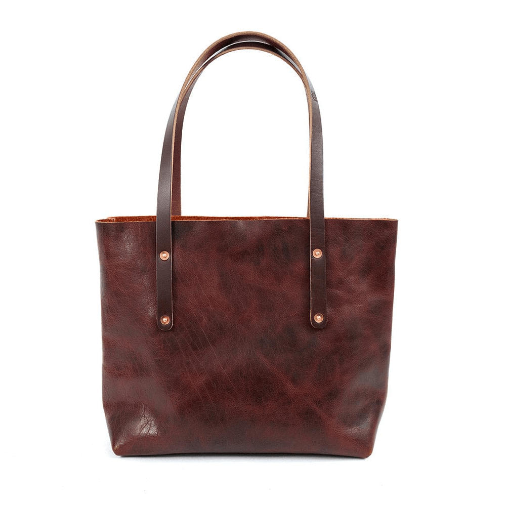 AVERY LEATHER TOTE BAG - SMALL - REDWOOD BISON