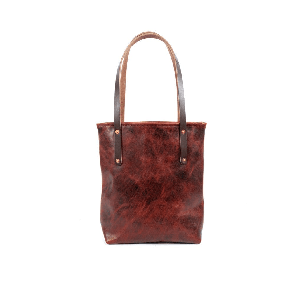 AVERY LEATHER TOTE BAG - SLIM MEDIUM - REDWOOD BISON