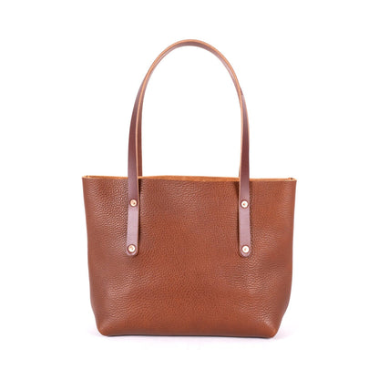 AVERY LEATHER TOTE BAG - SMALL - SADDLE