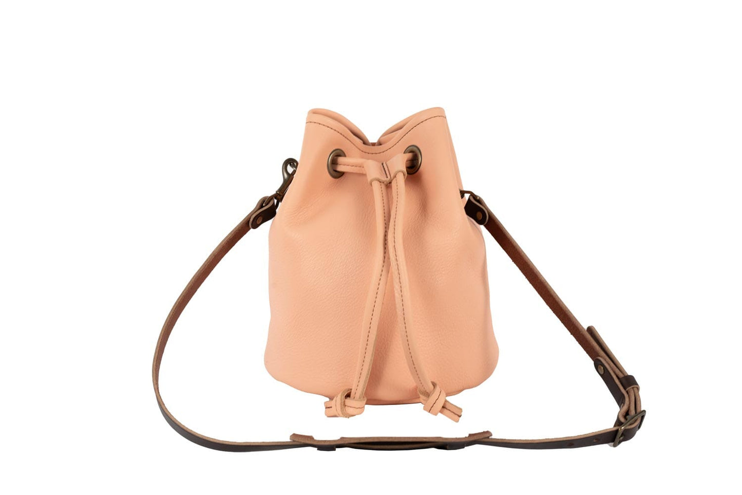 LEATHER BUCKET BAG - LARGE - PEACH FUZZ
