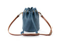 LEATHER BUCKET BAG - MEDIUM - SMOKEY BLUE | SADDLE STRAPS
