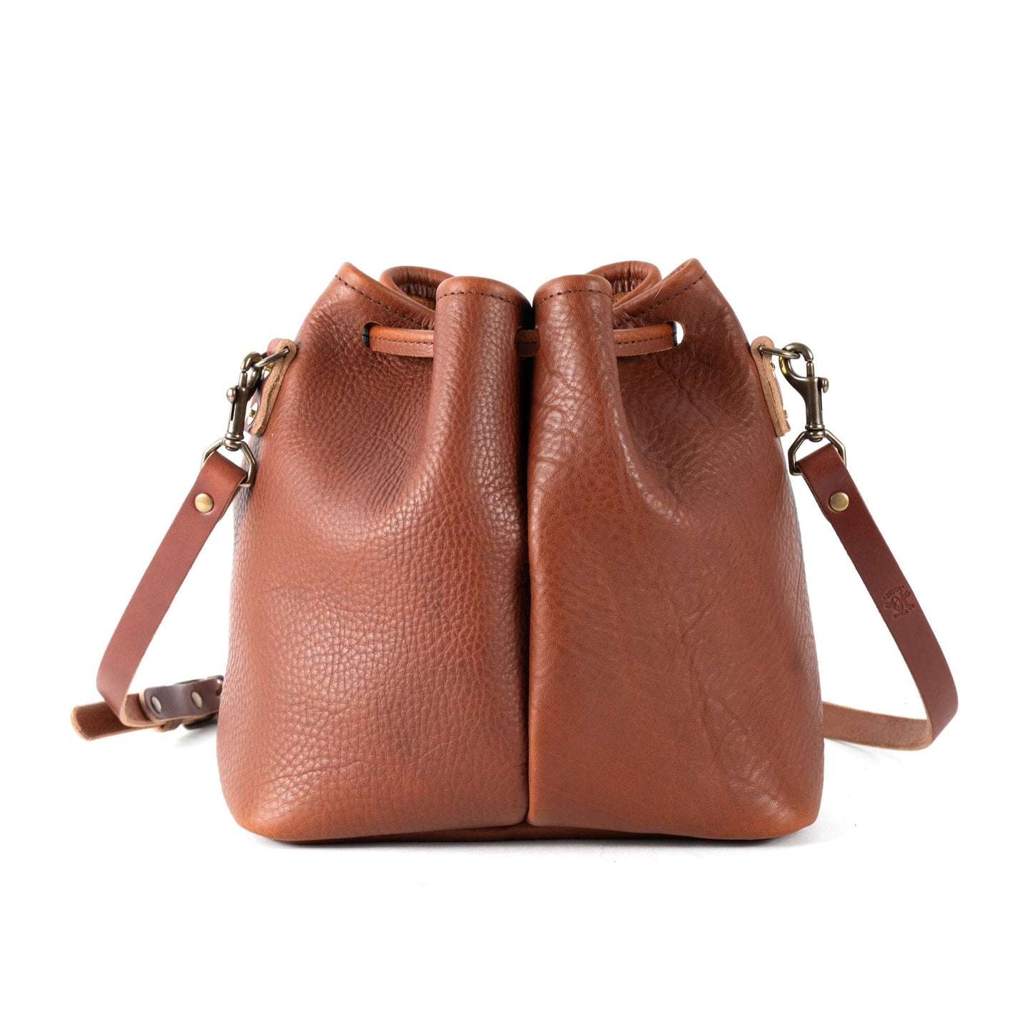 ABBY LEATHER BUCKET BAG - SADDLE
