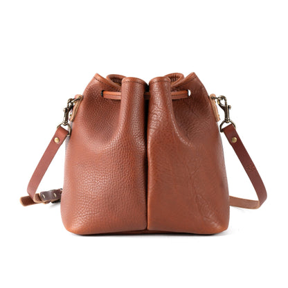 ABBY LEATHER BUCKET BAG - SADDLE