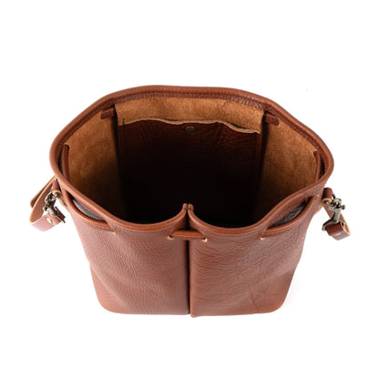 ABBY LEATHER BUCKET BAG - SADDLE