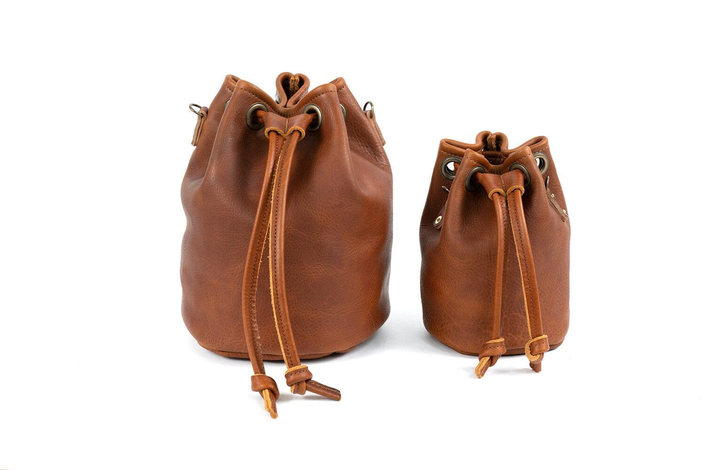 LEATHER BUCKET BAG - SMALL - GOLDEN SUN