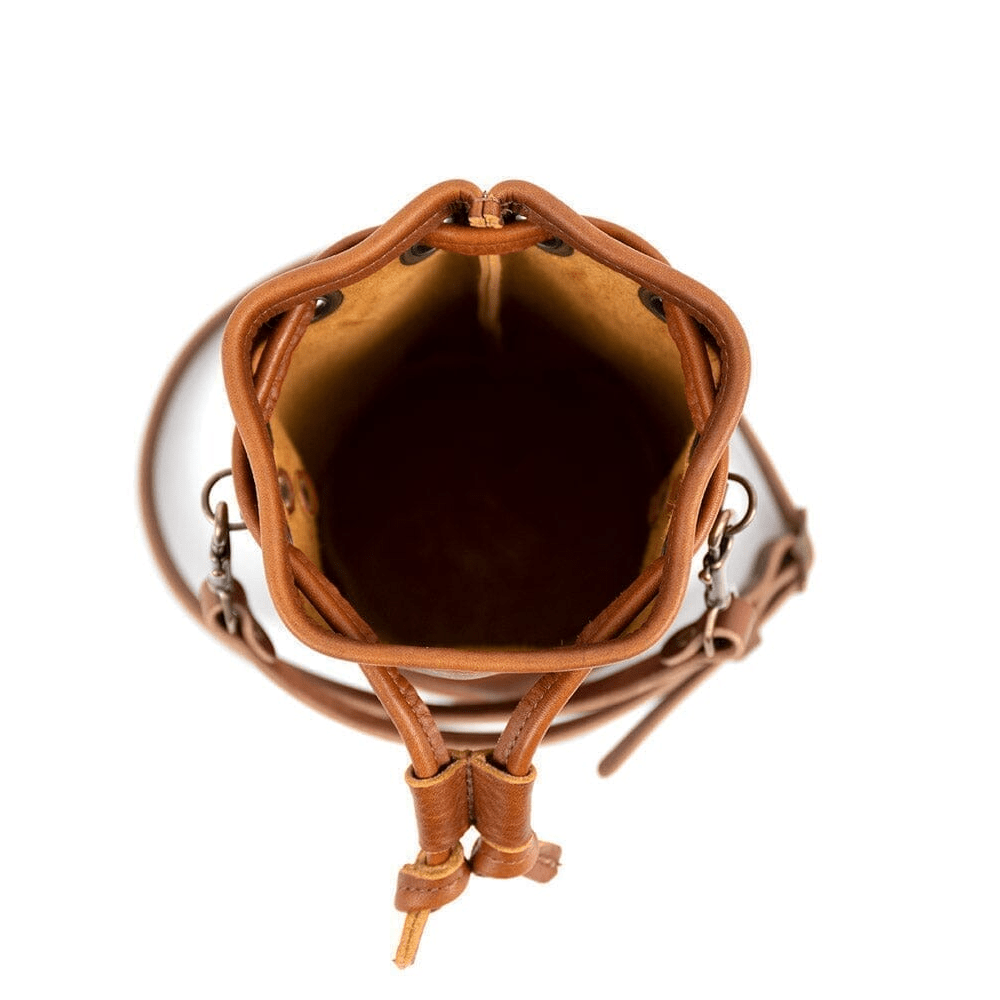 LEATHER BUCKET BAG - SMALL - TOBACCO