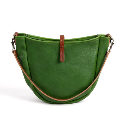 CELESTE LEATHER HOBO BAG - MEDIUM - GRASS GREEN