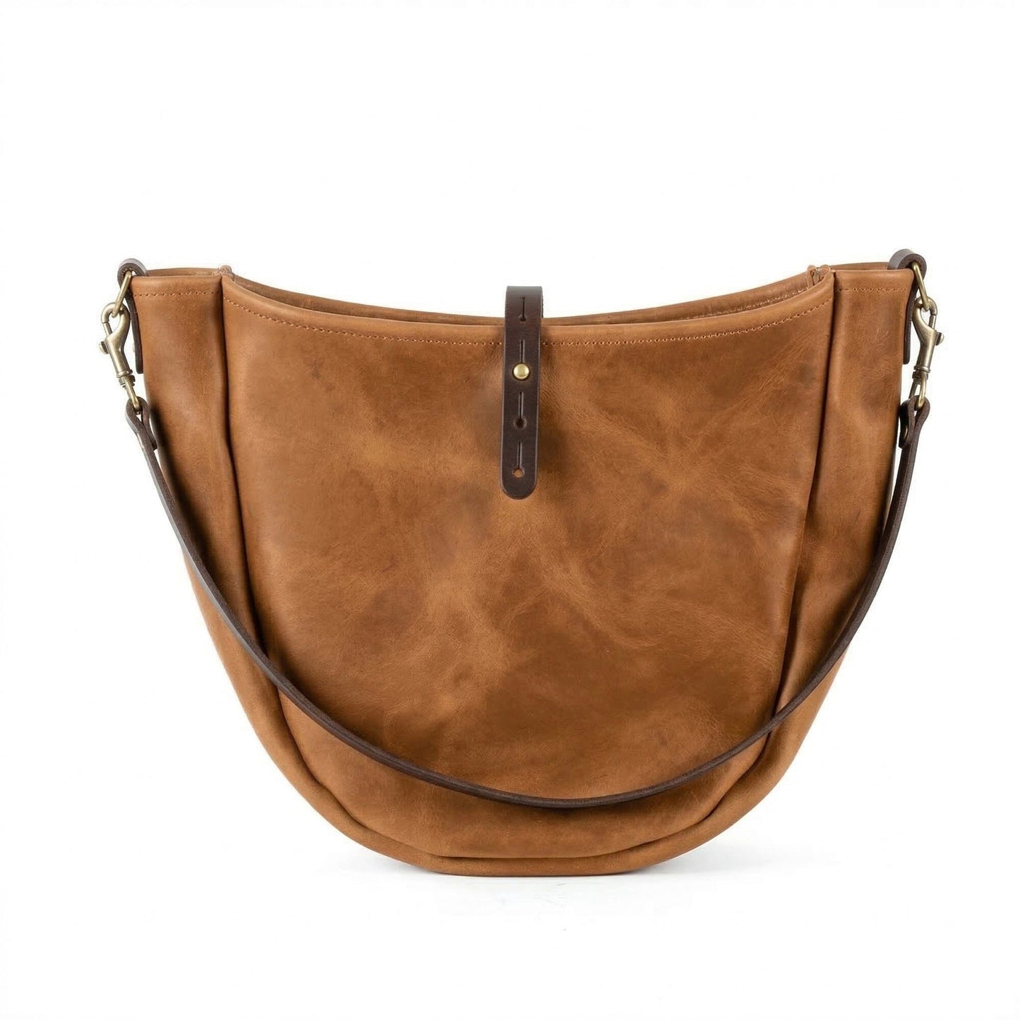 CELESTE LEATHER HOBO BAG - MEDIUM - TOBACCO