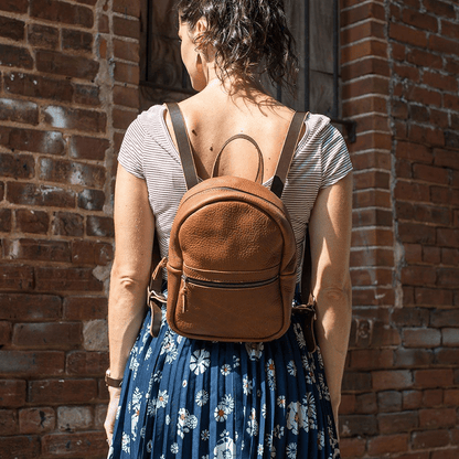 CLASSIC ZIPPERED SMALL LEATHER BACKPACK PURSE