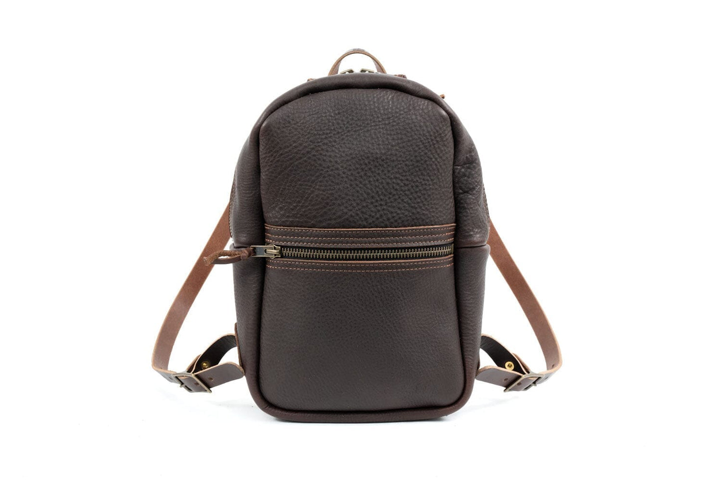 CLASSIC ZIPPERED LEATHER BACKPACK - MEDIUM - CHERRY BISON