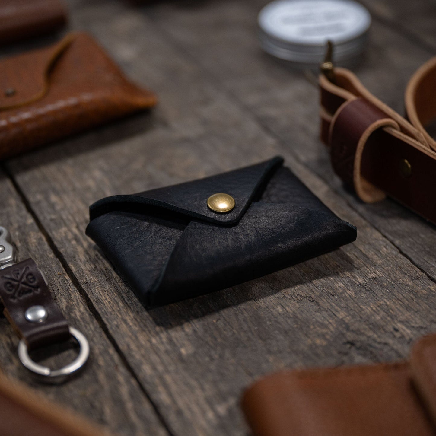 ENVELOPE SNAP LEATHER CARD WALLET