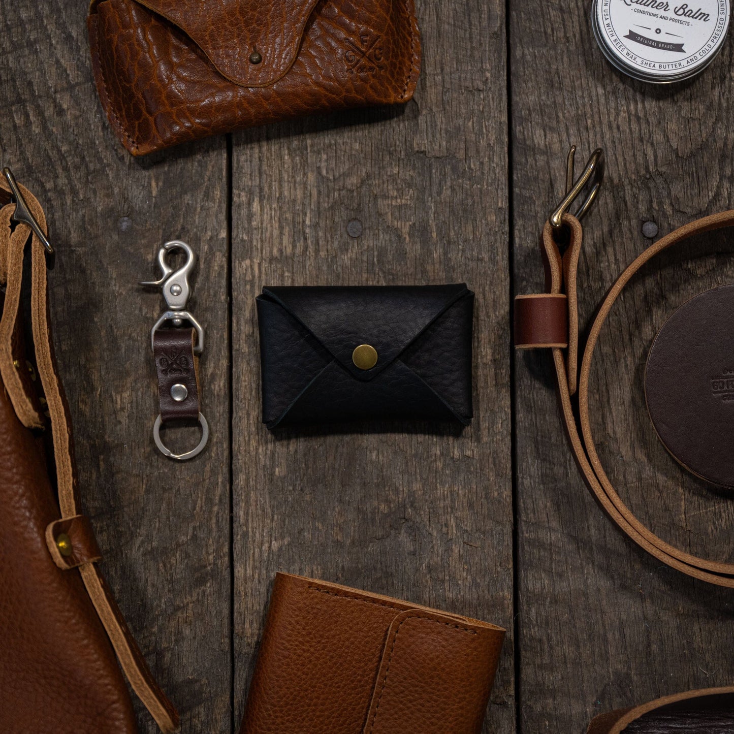 ENVELOPE SNAP LEATHER CARD WALLET