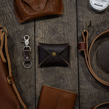 ENVELOPE SNAP LEATHER CARD WALLET