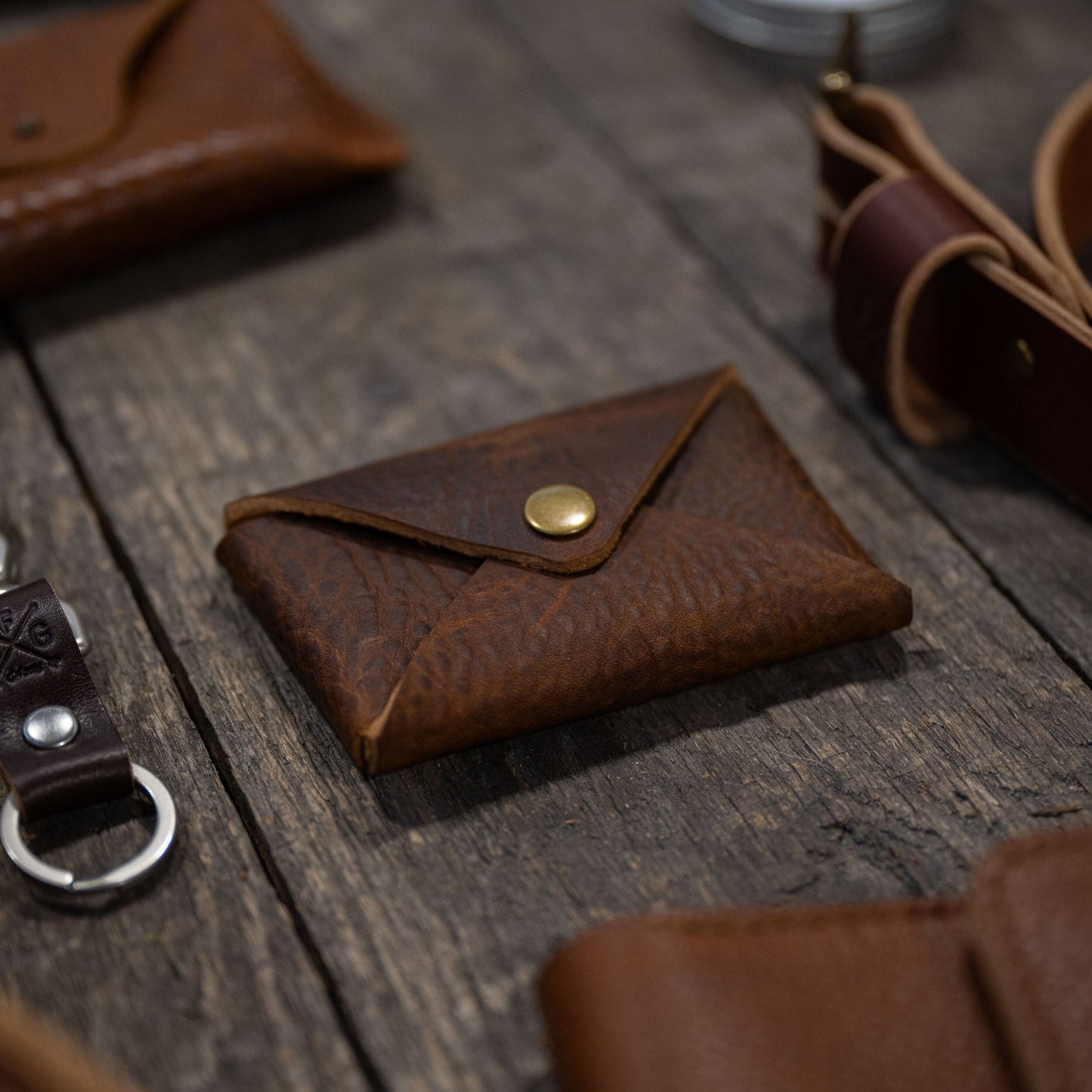 ENVELOPE SNAP LEATHER CARD WALLET