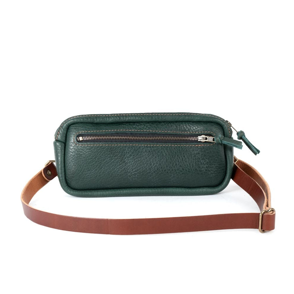 LEATHER FANNY PACK / LEATHER WAIST BAG - DELUXE - FOREST GREEN