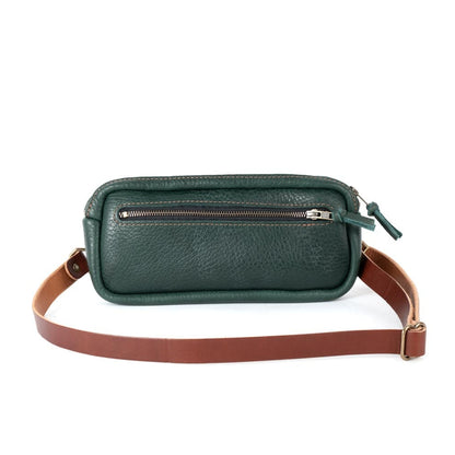 LEATHER FANNY PACK / LEATHER WAIST BAG - DELUXE - FOREST GREEN