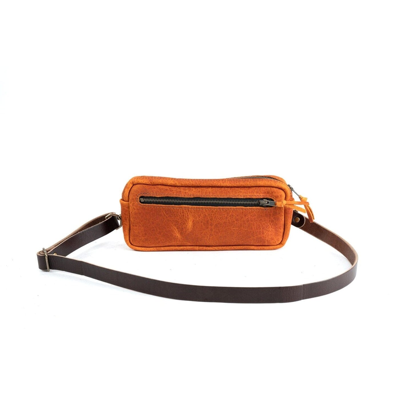 LEATHER FANNY PACK / LEATHER WAIST BAG - TANGERINE BISON