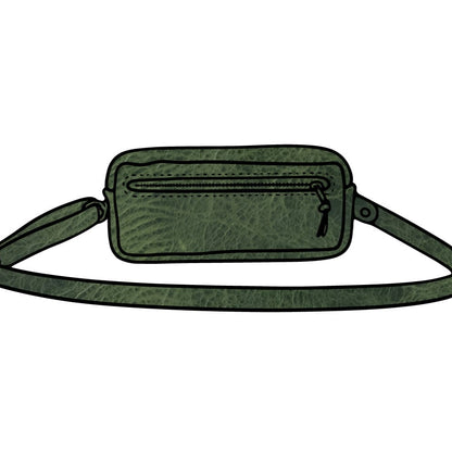 LEATHER FANNY PACK / LEATHER WAIST BAG - JADE BISON