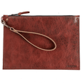 FELICITY ZIPPERED CLUTCH WITH WRISTLET LARGE - REDWOOD BISON