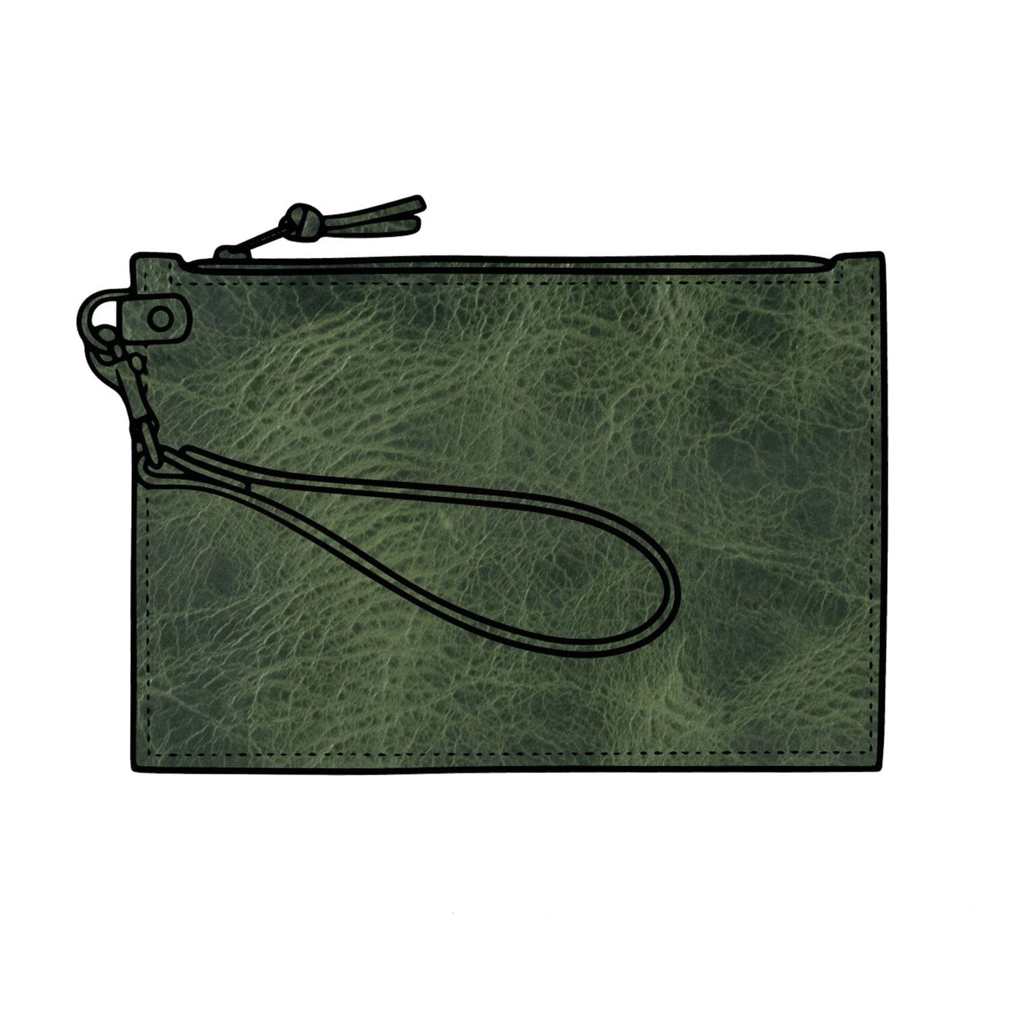 FELICITY ZIPPERED CLUTCH WITH WRISTLET LARGE - JADE BISON