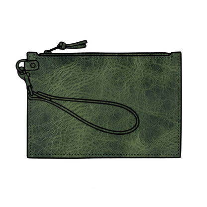 FELICITY ZIPPERED CLUTCH WITH WRISTLET LARGE - JADE BISON