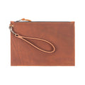 FELICITY ZIPPERED CLUTCH WITH WRISTLET LARGE - CHOCOLATE SUEDE