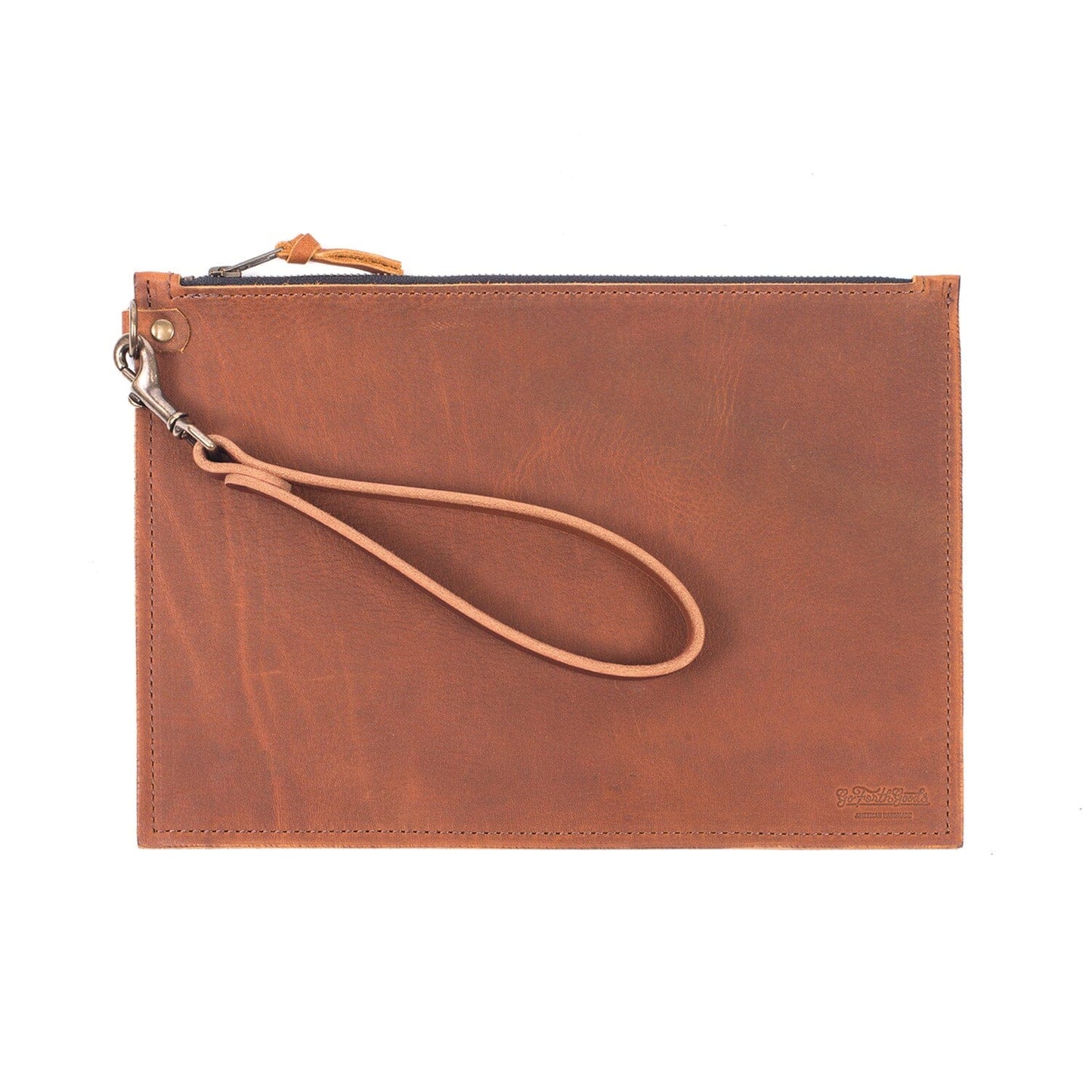 FELICITY ZIPPERED CLUTCH WITH WRISTLET LARGE - CHOCOLATE SUEDE