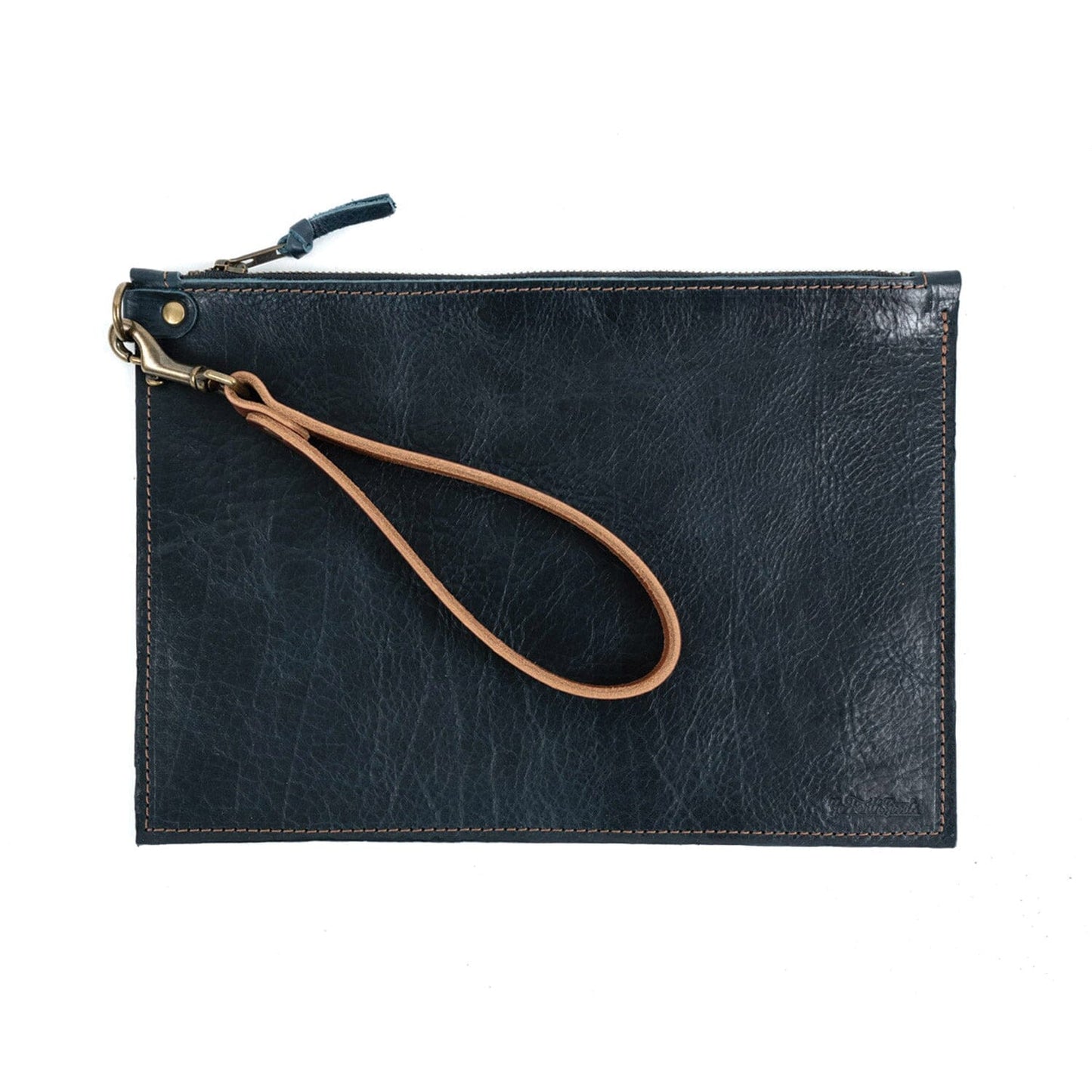 FELICITY ZIPPERED CLUTCH WITH WRISTLET LARGE - INDIGO BISON