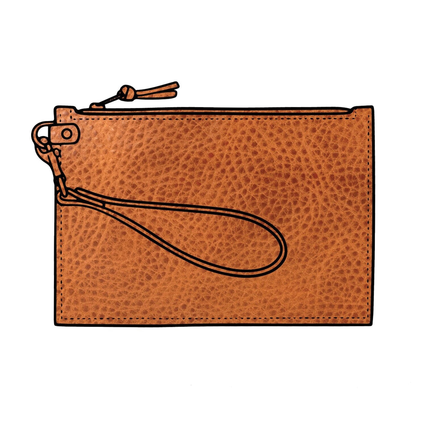 FELICITY ZIPPERED CLUTCH WITH WRISTLET LARGE - HONEY