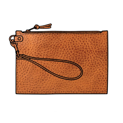 FELICITY ZIPPERED CLUTCH WITH WRISTLET LARGE - HONEY