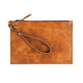 FELICITY ZIPPERED CLUTCH WITH WRISTLET LARGE - PEANUT BISON