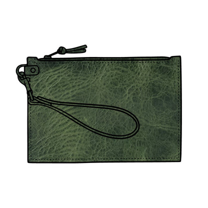 FELICITY ZIPPERED CLUTCH WITH WRISTLET - SMALL - JADE BISON