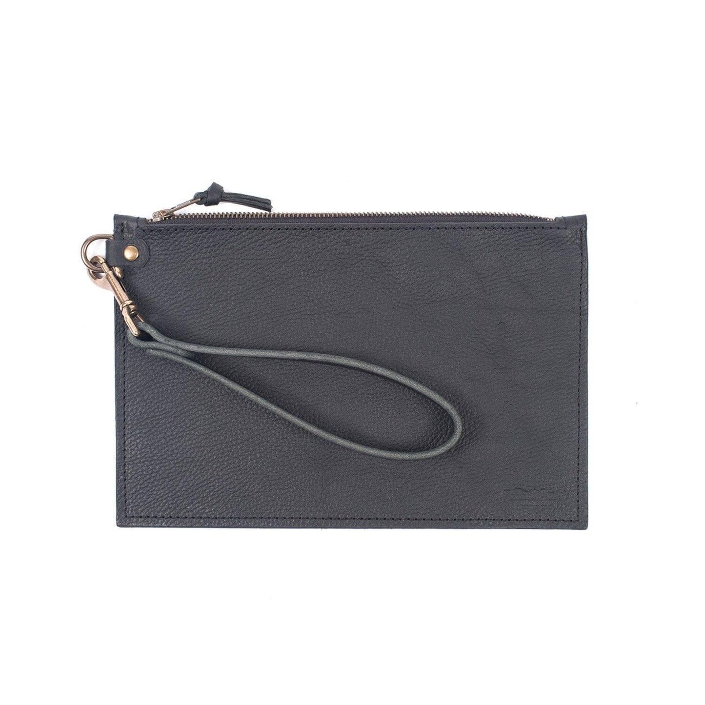 FELICITY ZIPPERED CLUTCH WITH WRISTLET SMALL - BLACK