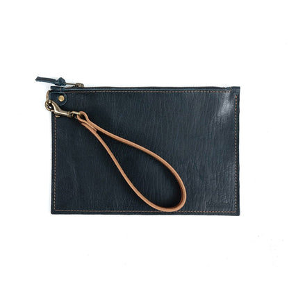 FELICITY ZIPPERED CLUTCH WITH WRISTLET - SMALL - INDIGO BISON