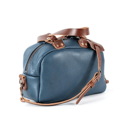 HOFFMAN LEATHER CROSSBODY BAG - SMOKEY BLUE