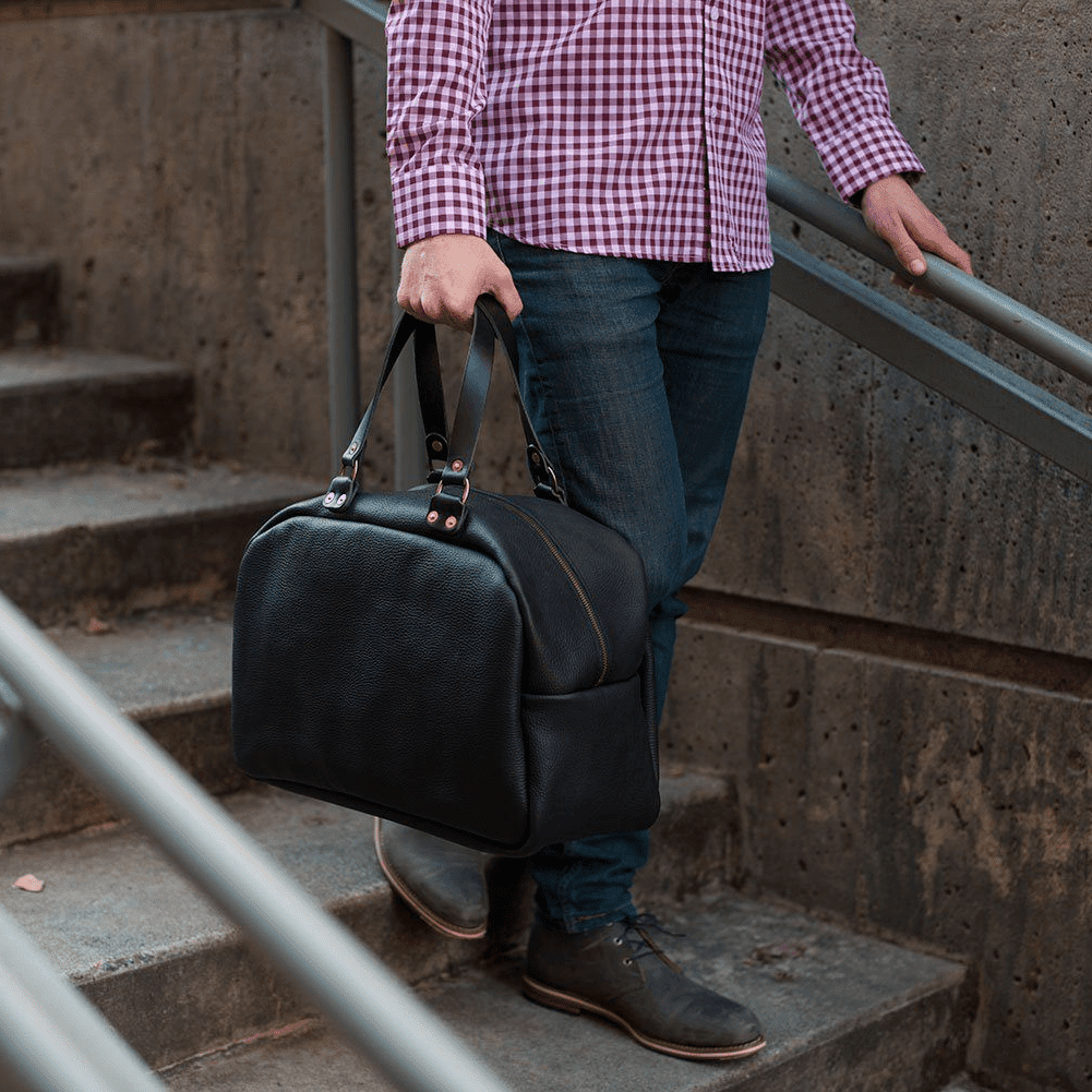 HOFFMAN LEATHER WEEKENDER DUFFLE BAG