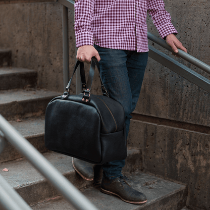 HOFFMAN LEATHER WEEKENDER DUFFLE BAG