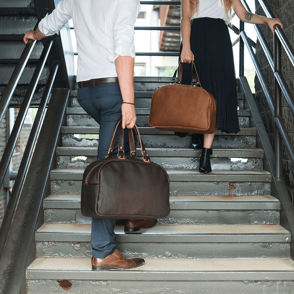 HOFFMAN LEATHER WEEKENDER DUFFLE BAG