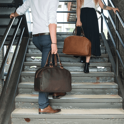HOFFMAN LEATHER WEEKENDER DUFFLE BAG
